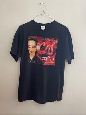 Hanes Black Short-Sleeve Graphic Tee with Red/Pink Print